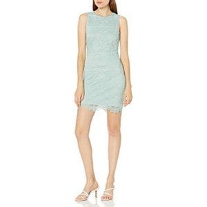 Jack By BB Dakota Womens Floral Lace Sheath Dress JJ108175 Back Zip Aqua Blue L